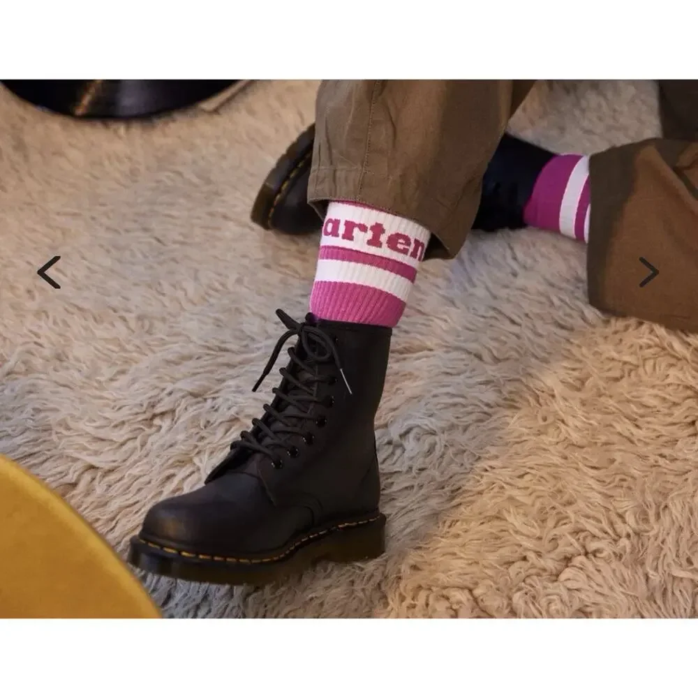 NEW Dr. Martens AirWair Athletic Logo Thrift Pink Organic Crew Socks S/M 3-8